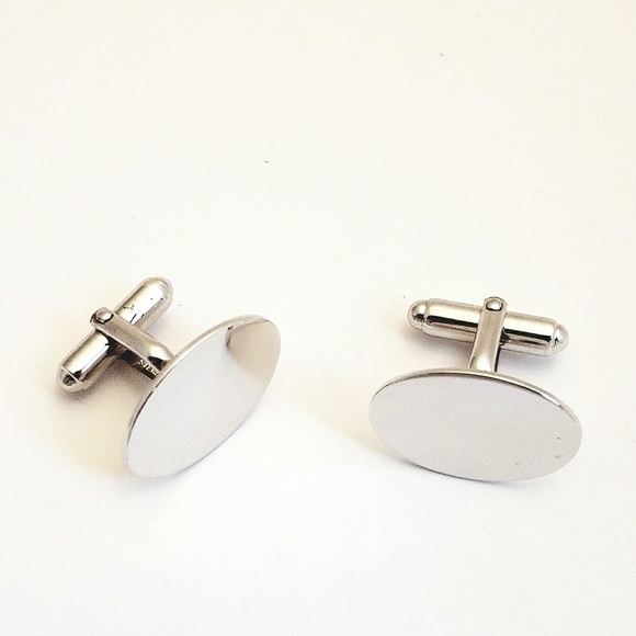 Vintage Other - Vintage Minimalist Sterling  Silver Oval Cufflinks